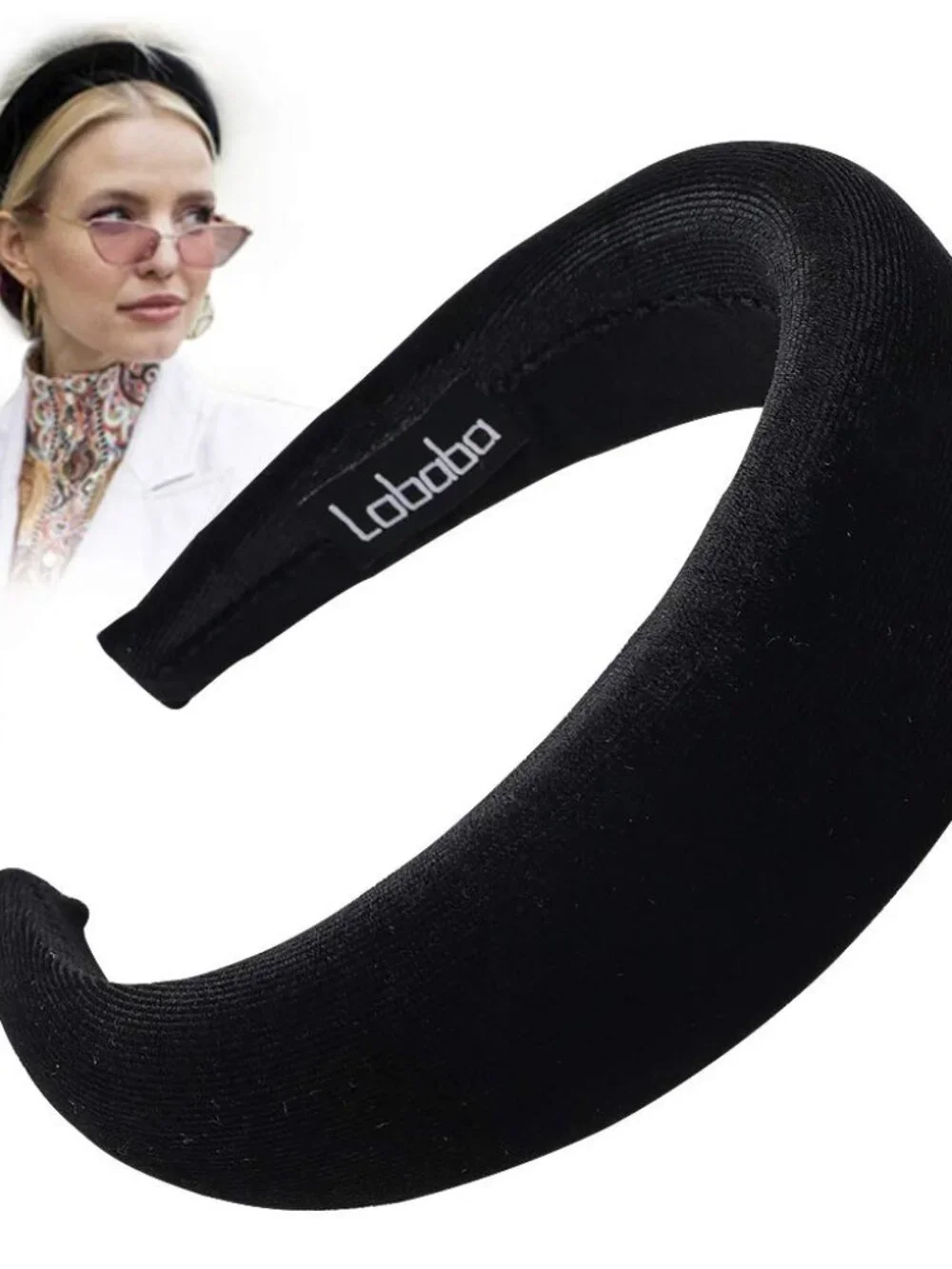Ivyu Headbands, Headband for Women - Black Velvet Padded Hair Accessories, Hair